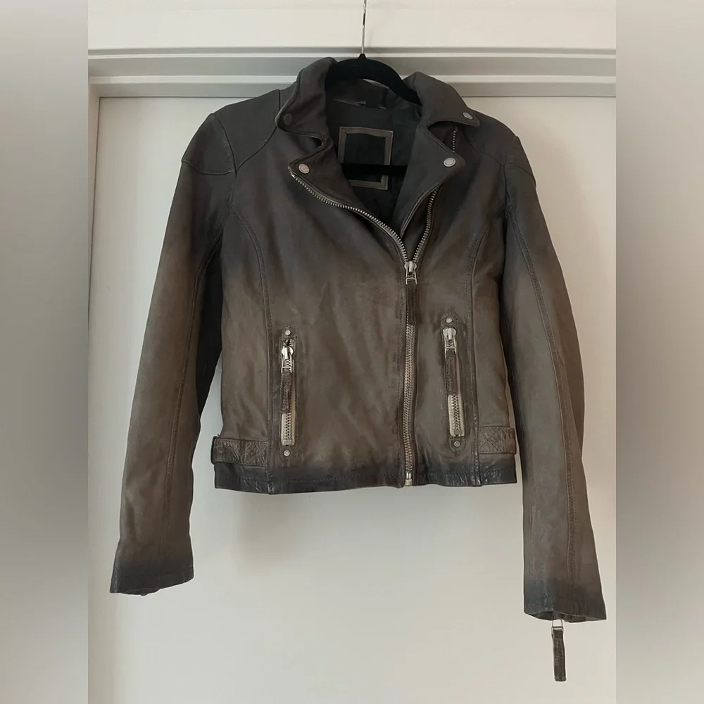 Mauritius | Karyn Leather Jacket | Taupe Ombré | 6